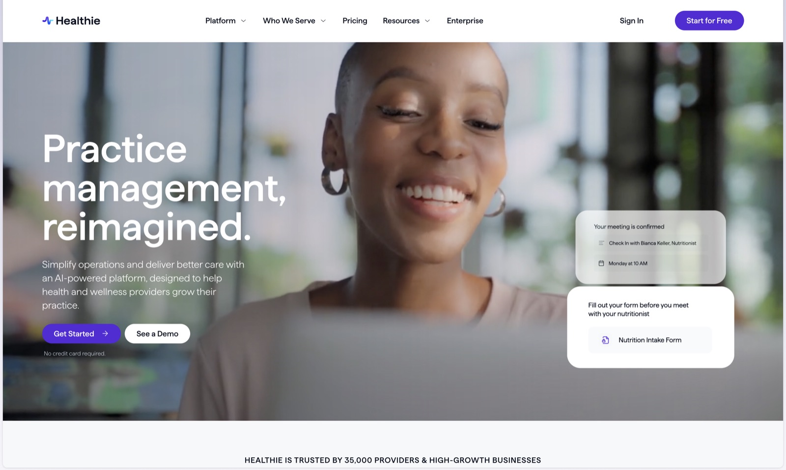 The Healthie website